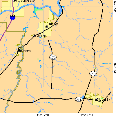 Zip code 97013 close-up map