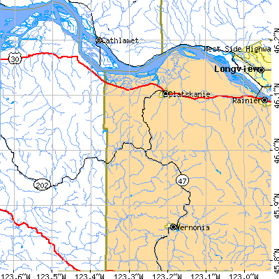 Zip code 97016 close-up map