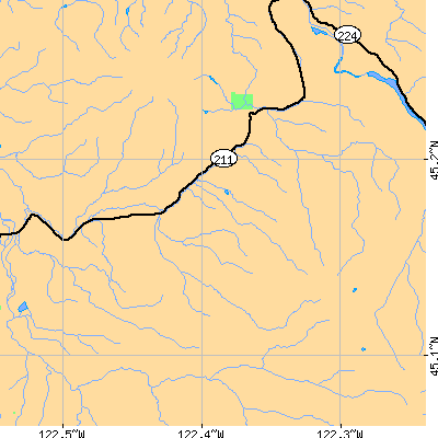 Zip code 97017 close-up map