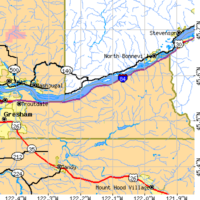Zip code 97019 close-up map