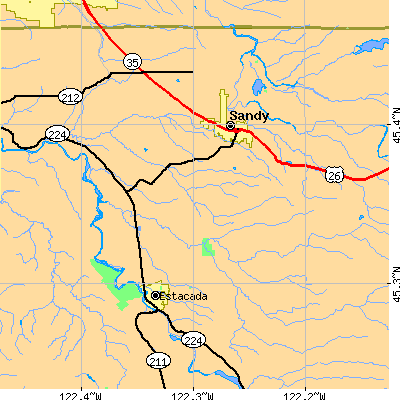 Zip code 97022 close-up map