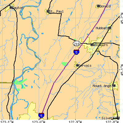 Zip code 97026 close-up map