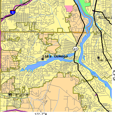 Zip code 97034 close-up map