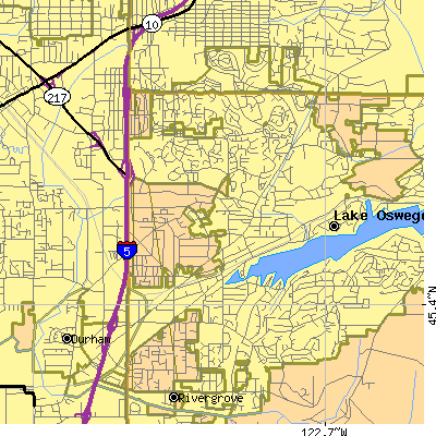 Zip code 97035 close-up map