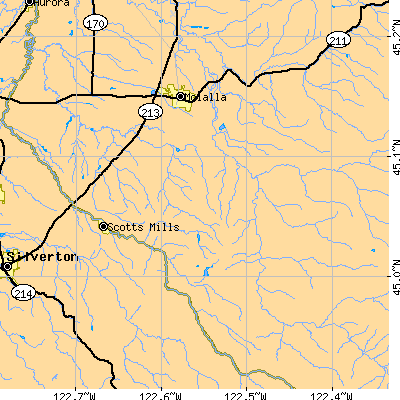 Zip code 97038 close-up map