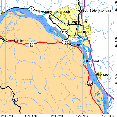 Zip code 97048 close-up map