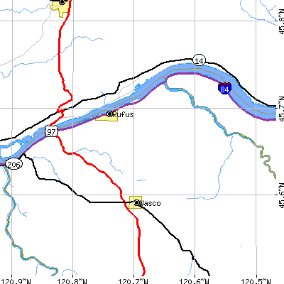 Zip code 97050 close-up map