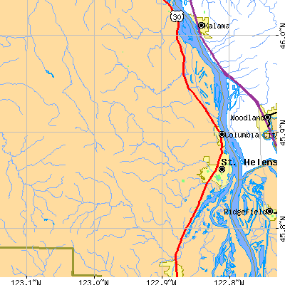 Zip code 97051 close-up map