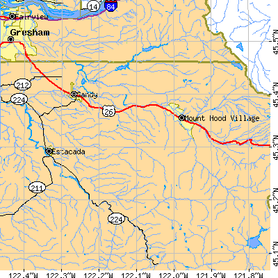 Zip code 97055 close-up map
