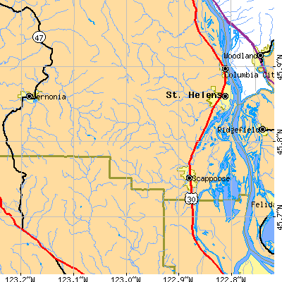Zip code 97056 close-up map