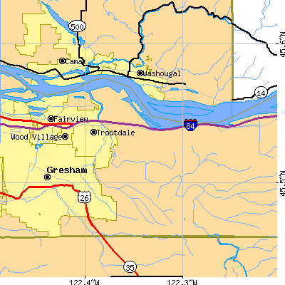 Zip code 97060 close-up map