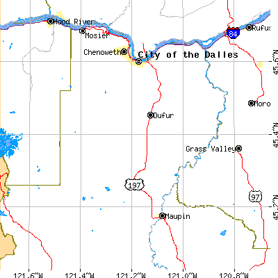 Zip code 97063 close-up map