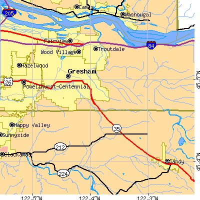 Zip code 97080 close-up map