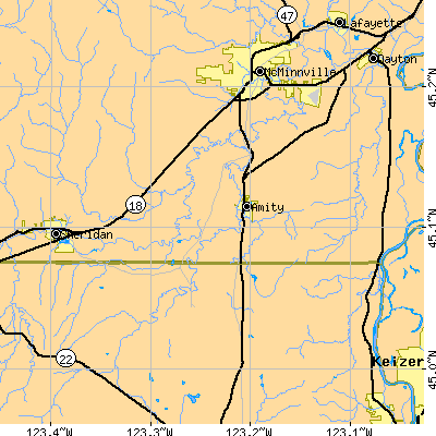Zip code 97101 close-up map