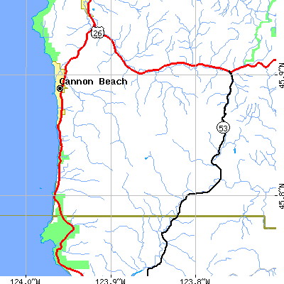 Zip code 97102 close-up map