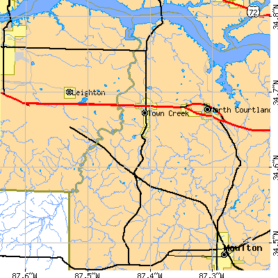 Zip code 35672 close-up map