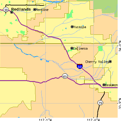 Zip code 92320 close-up map
