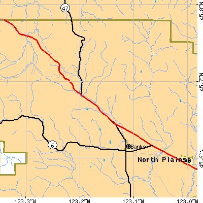 Zip code 97106 close-up map