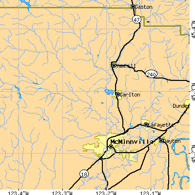 Zip code 97111 close-up map