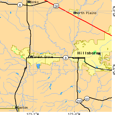 Zip code 97113 close-up map