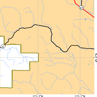 Zip code 97117 close-up map