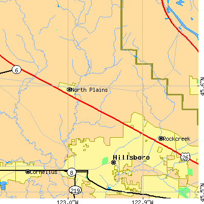 Zip code 97124 close-up map