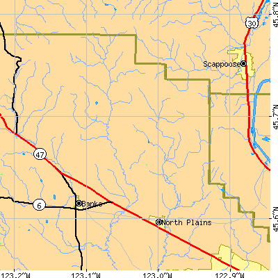 Zip code 97133 close-up map