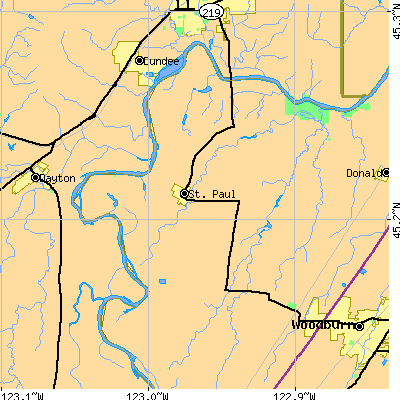 Zip code 97137 close-up map