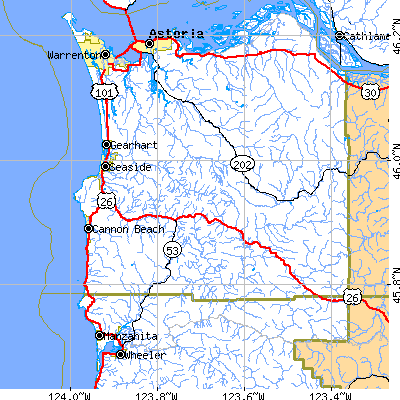 Zip code 97138 close-up map