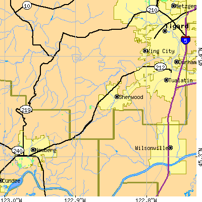 Zip code 97140 close-up map