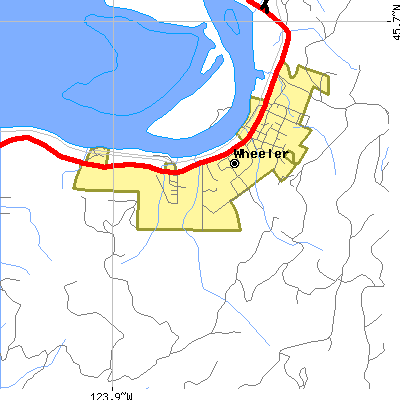 Zip code 97147 close-up map