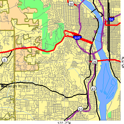 Zip code 97201 close-up map