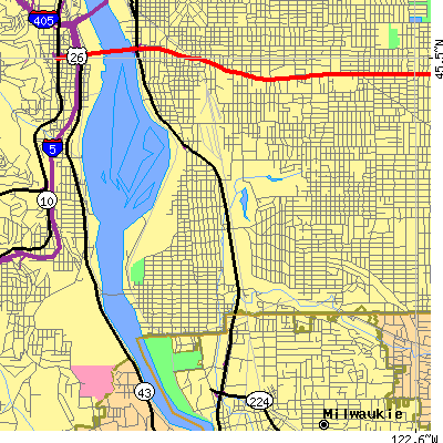 Zip code 97202 close-up map