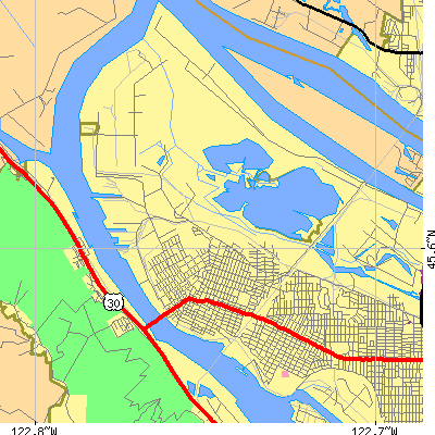 Zip code 97203 close-up map