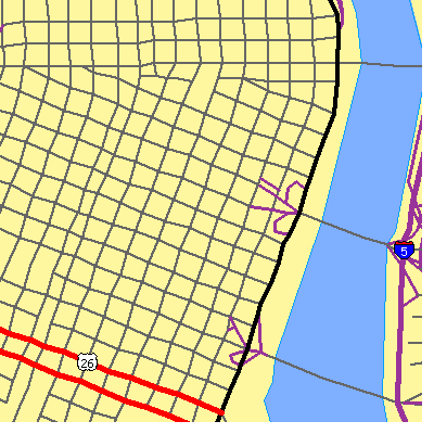 Zip code 97204 close-up map