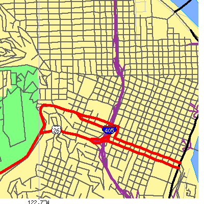 Zip code 97205 close-up map
