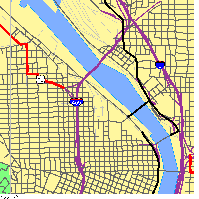 Zip code 97209 close-up map