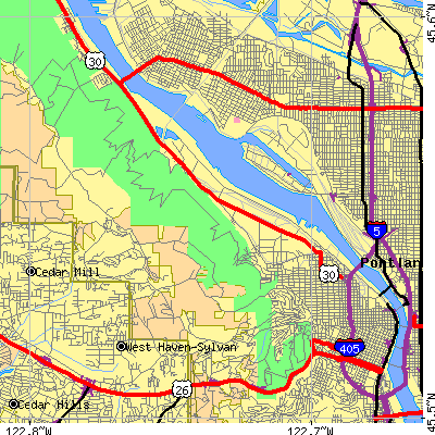 Zip code 97210 close-up map