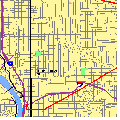 Zip code 97212 close-up map