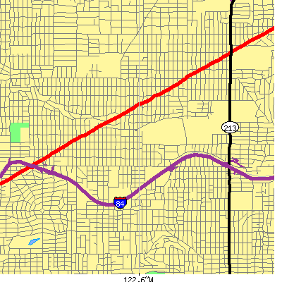Zip code 97213 close-up map