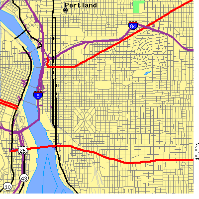 Zip code 97214 close-up map