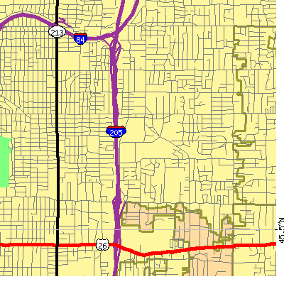 Zip code 97216 close-up map