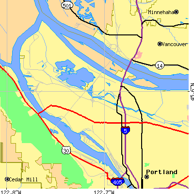 Zip code 97217 close-up map