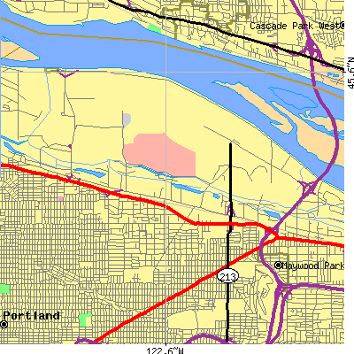 Zip code 97218 close-up map