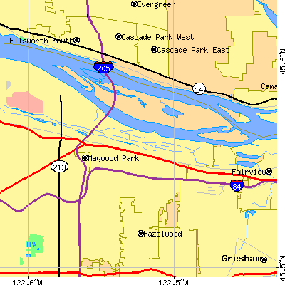 Zip code 97220 close-up map