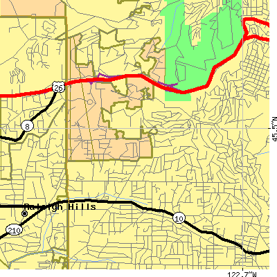 Zip code 97221 close-up map