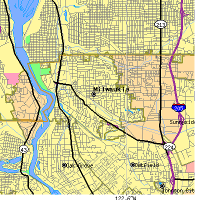 Zip code 97222 close-up map