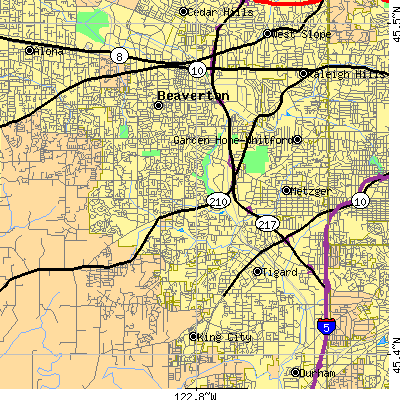 Zip code 97223 close-up map