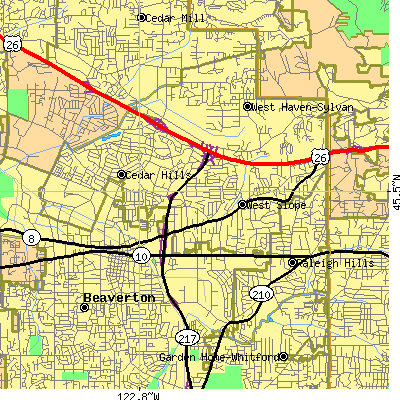 Zip code 97225 close-up map
