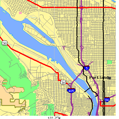 Zip code 97227 close-up map